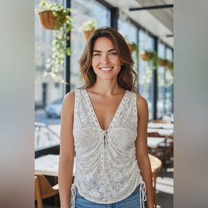 #240 White Lace Sleeveless Top